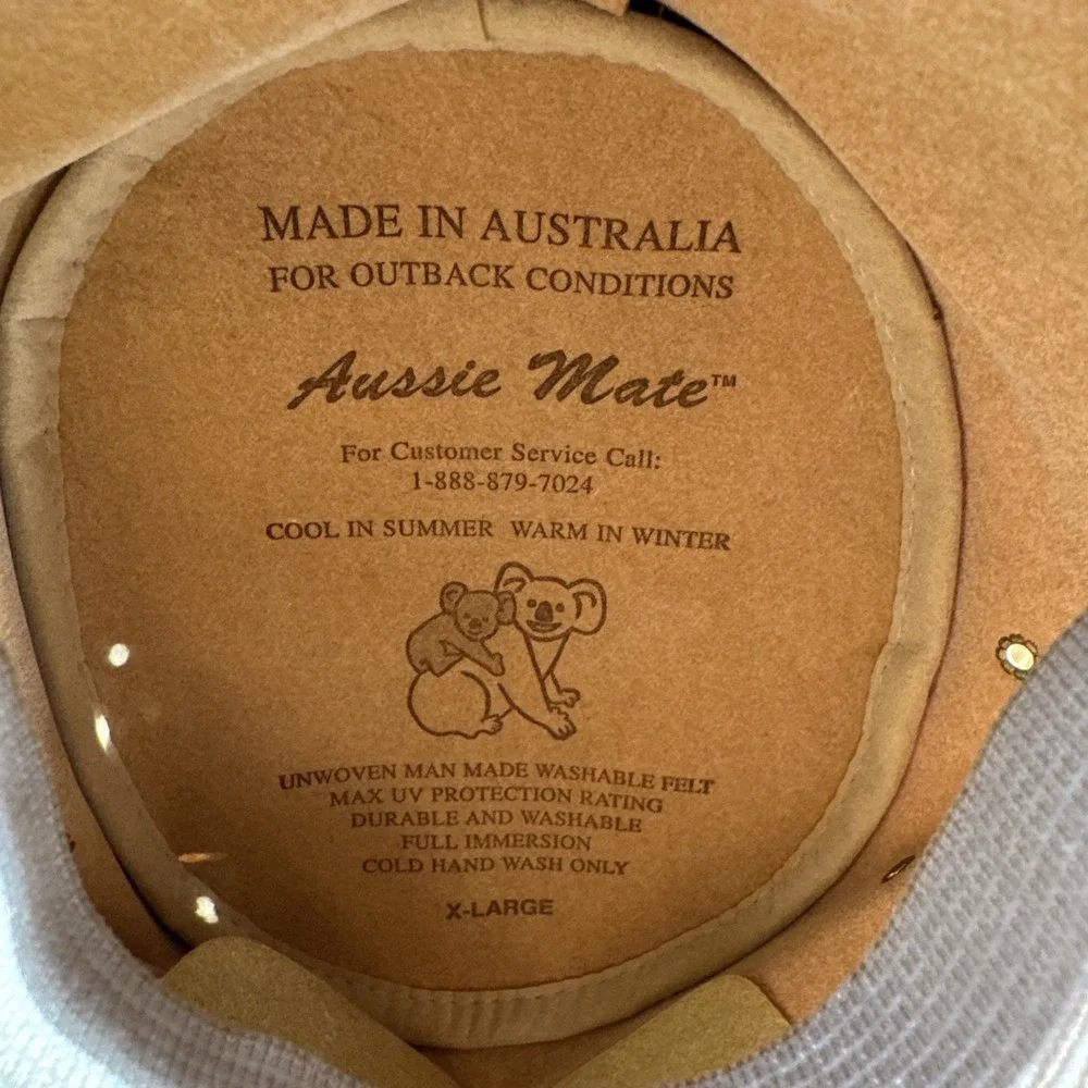 Aussie Mate Hats Brown Suede Western Hat with Braided Band Sz XL Australia Made
